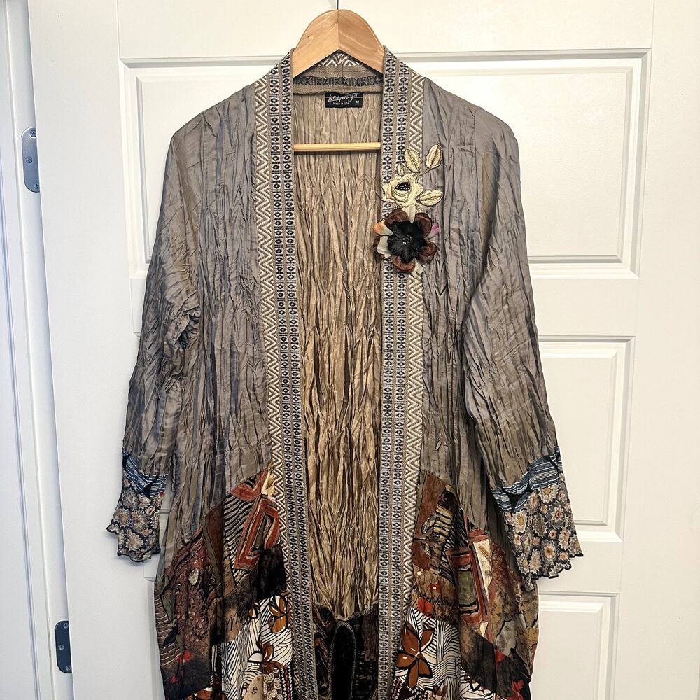 Vintage Lee Anderson Boho Open Front Cardigan Sz M - Picture 3 of 6